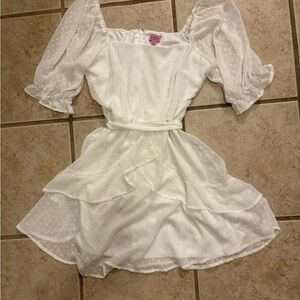 White Belt Waist Dress
